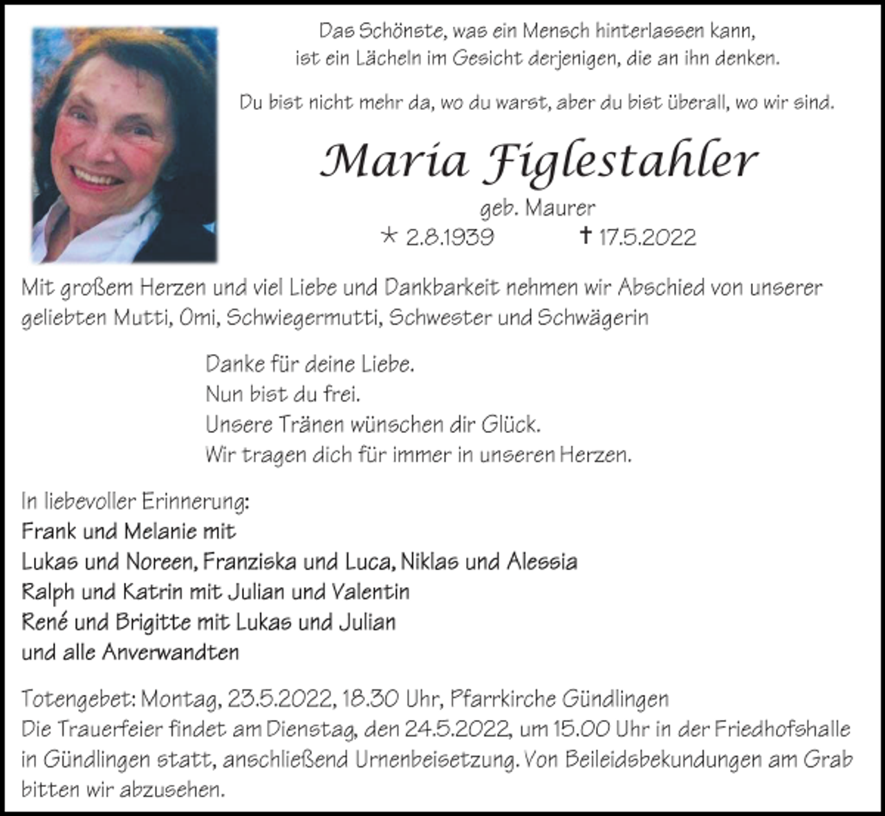 <p>Maria Figlestahler<br /></p><p></p>