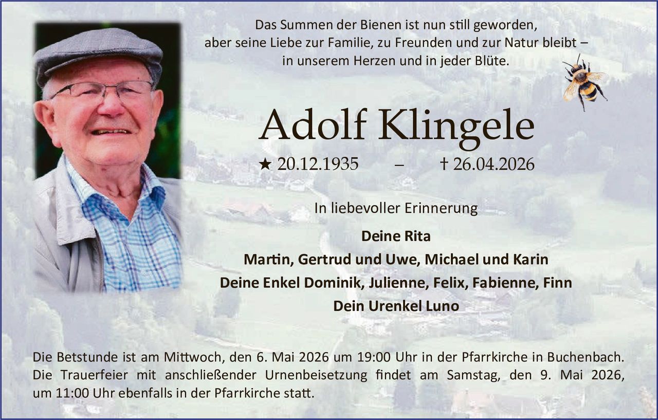   ' "' %+-
 ,'-,''',' "'"0
' ,')"/

Adolf Klingele
 20.12.1935





*'
  
      
     
 
" "' " &+-5/ 3135'26.11 '/
 ' "  !  ",' "   "-  6/  3135-
'22.11   "&/